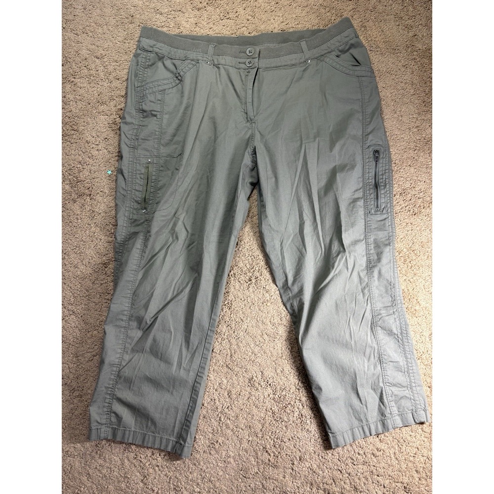Chicos Secret‎ Stretch Pants Women 2.5/ 14 Straight Leg Cargo Rhinestones